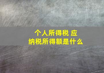 个人所得税 应纳税所得额是什么